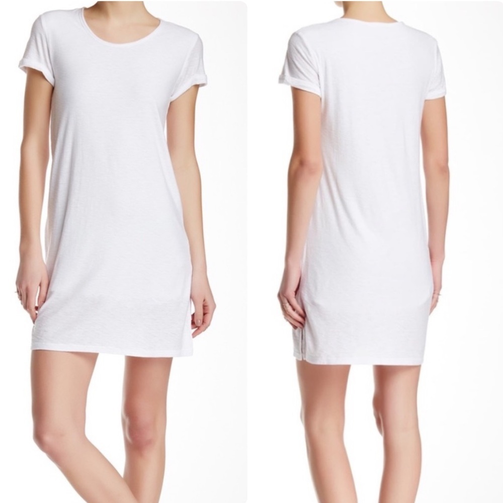 JAMES PERSE NWT ROLLED SLEEVE T-SHIRT DRESS WHITE 1 2 3SMALL MEDIUM LARGE